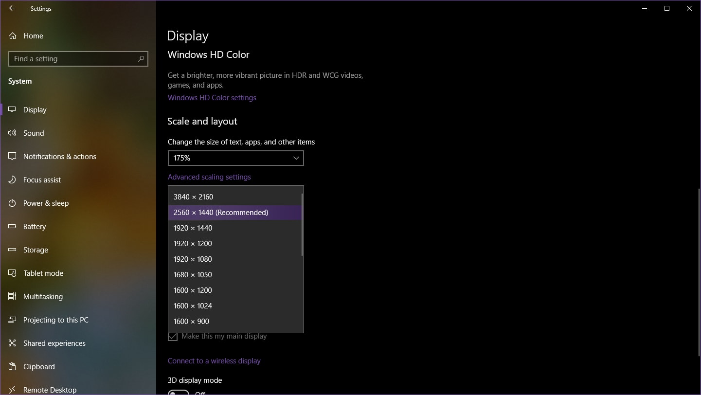 Windows 10 Display Resolution