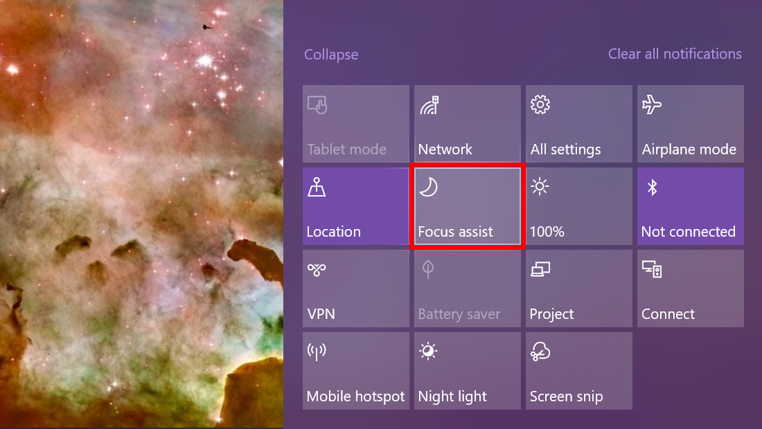 Windows 10 Focus assist button - How to use notifications in Windows 10