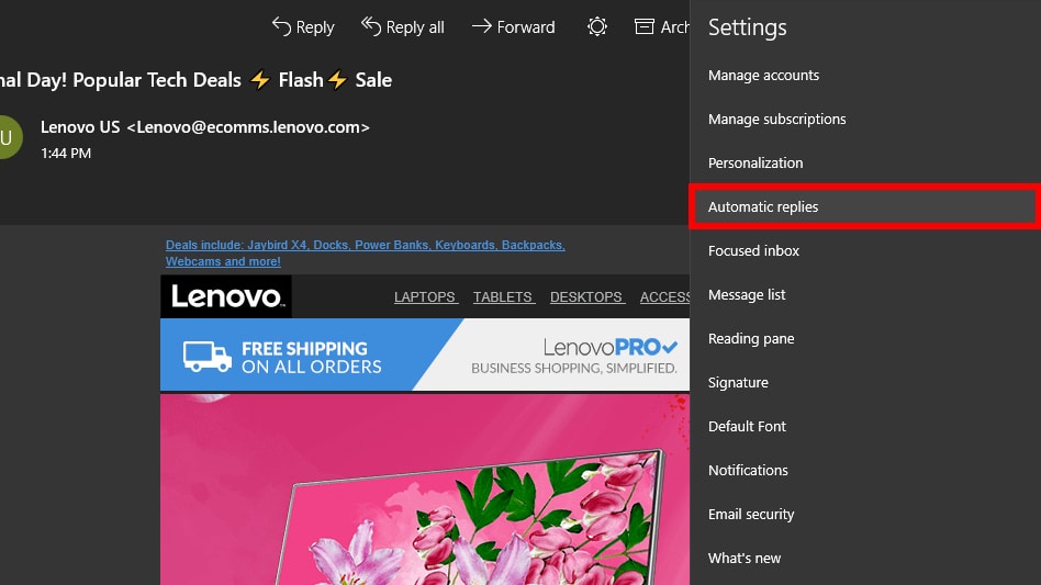 Windows 10 Mail Auto replies