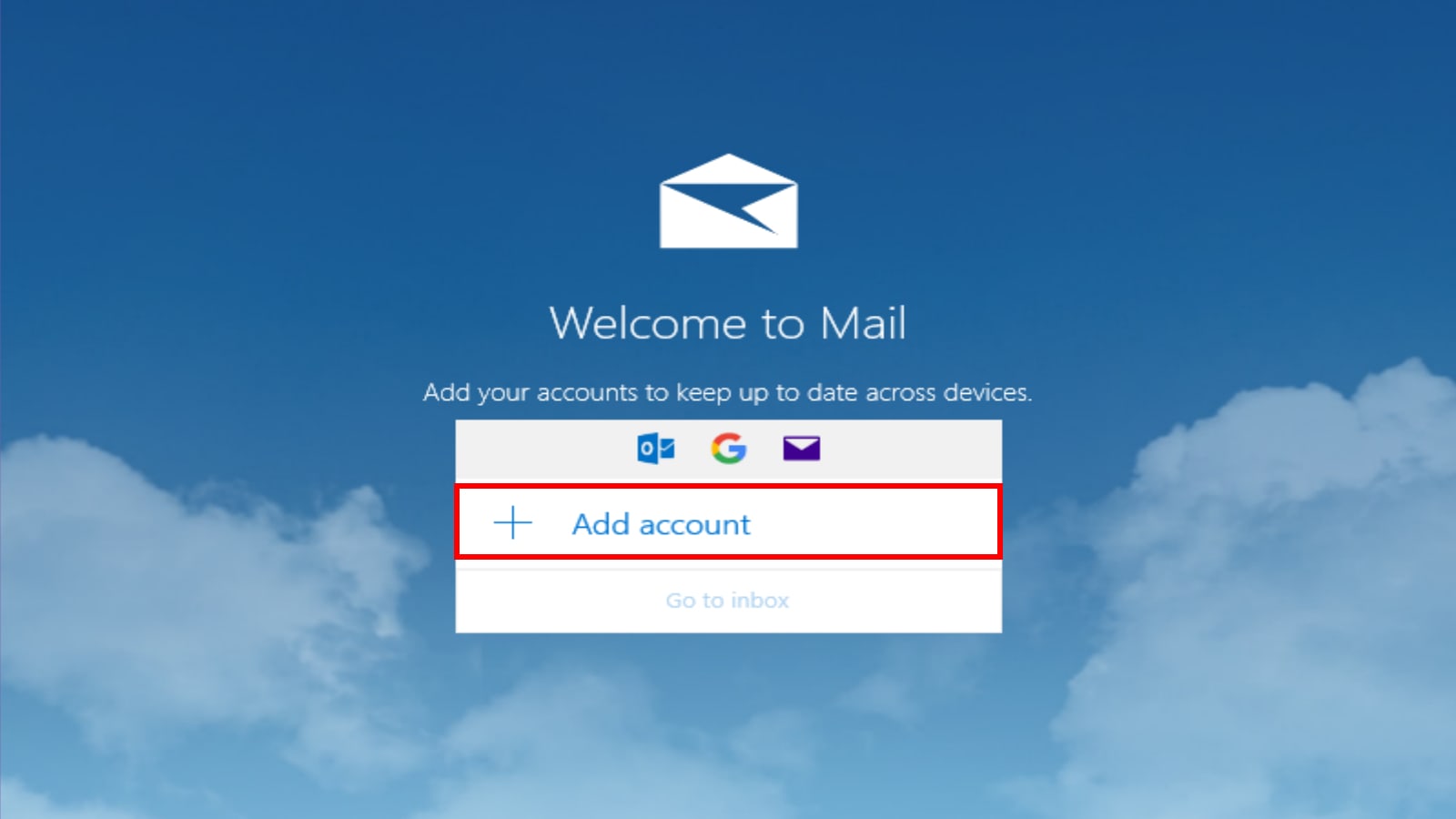 Windows 10 Welcome to Mail