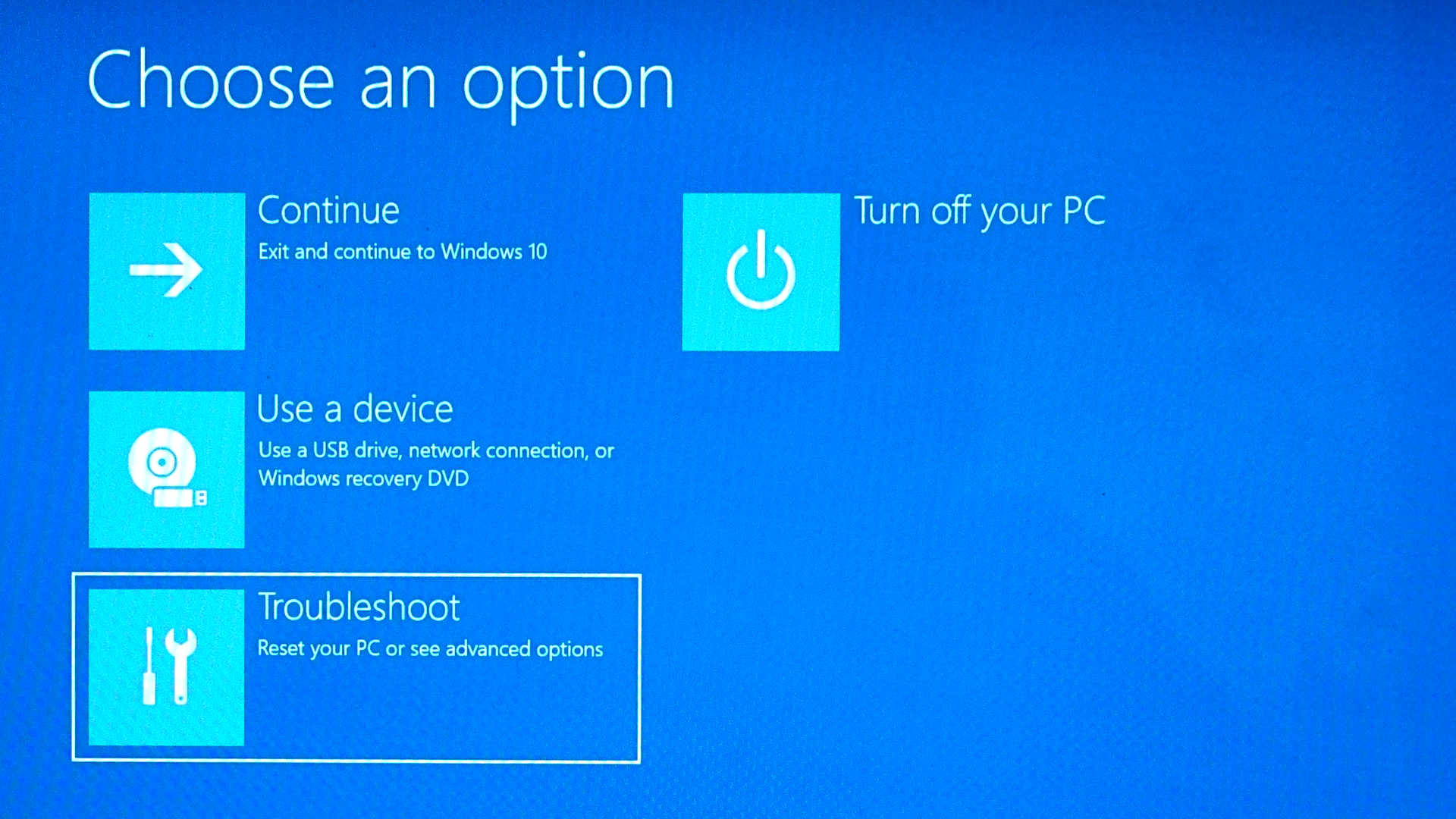 Windows 10 choose troubleshoot to to fix &quot;Bad System Config Info&quot; error on Windows 10