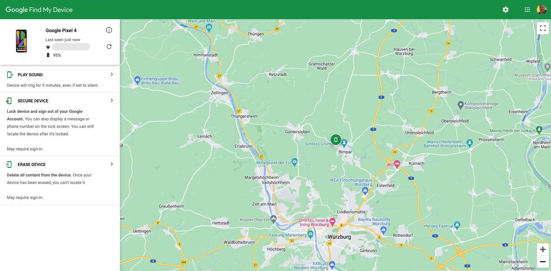 android find my device map