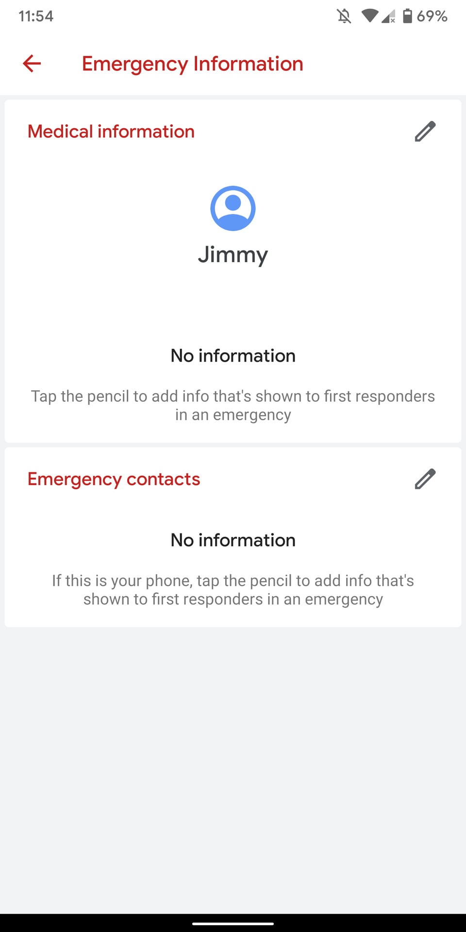 android q beta 3 emergency information page screenshot