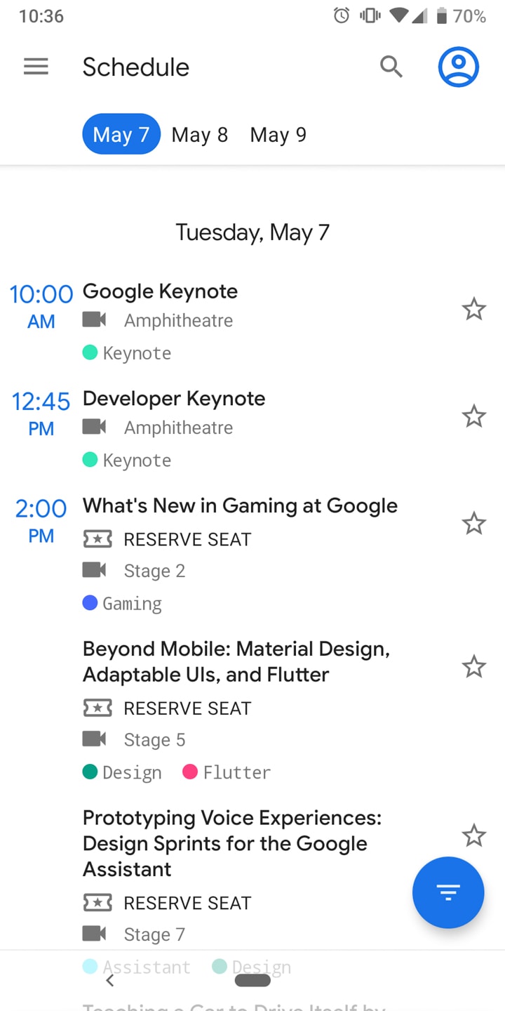 Google I/O 2019 App Schedule