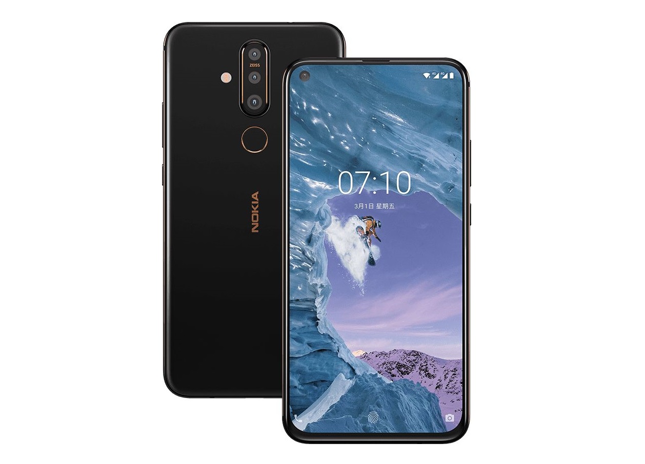 Two Nokia X71 renders showing the device front and back. 