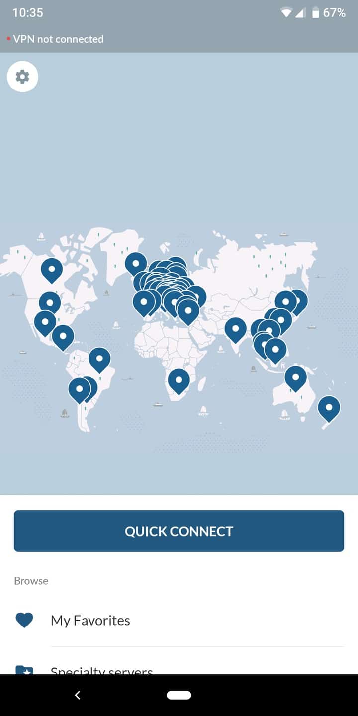 nordvpn android app quick connect screen