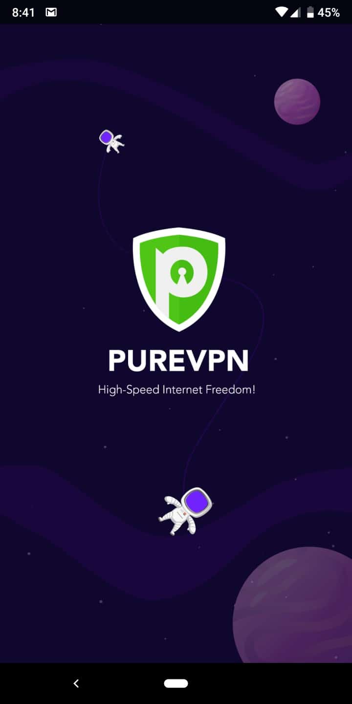 purevpn android app welcome screen