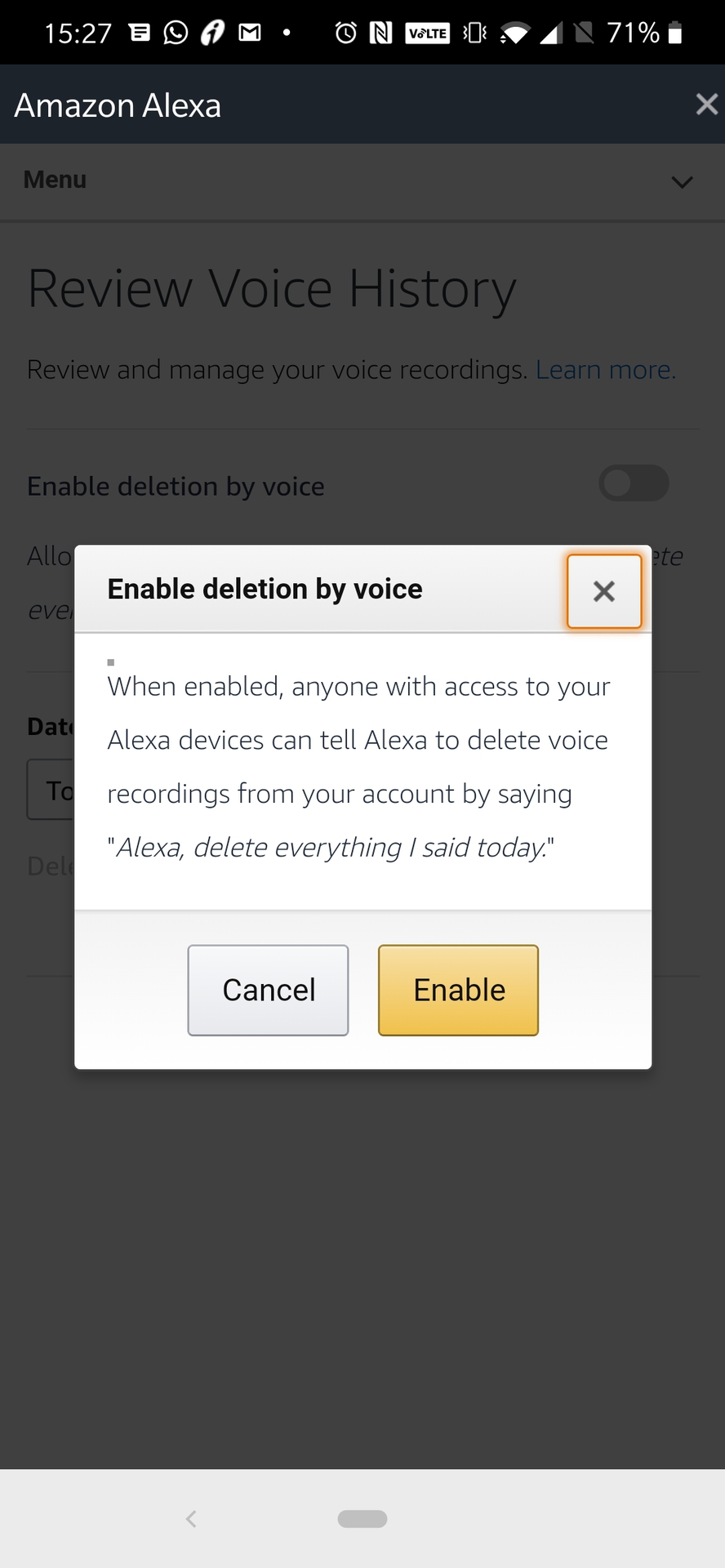 Amazon Alexa app - Delete by voice