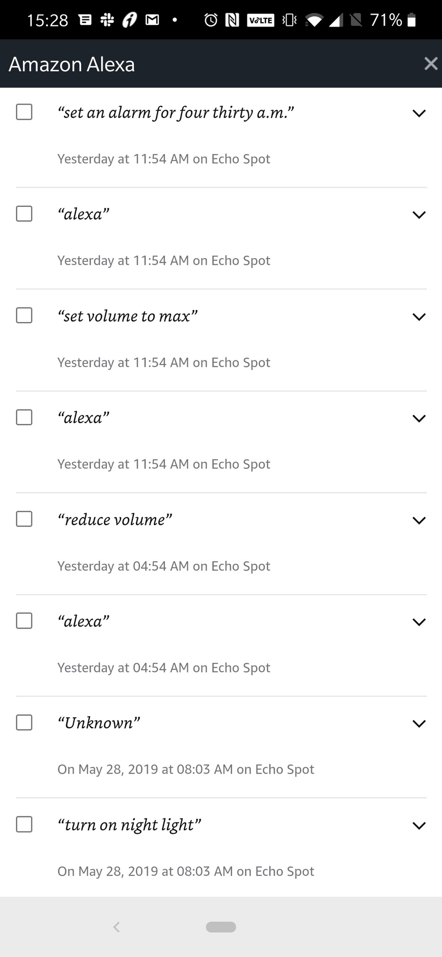 Amazon Alexa app - list of commands