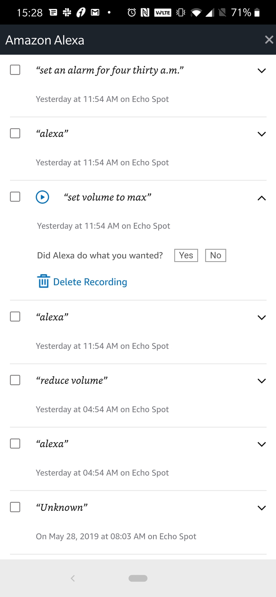 Amazon Alexa app - list of voice commands