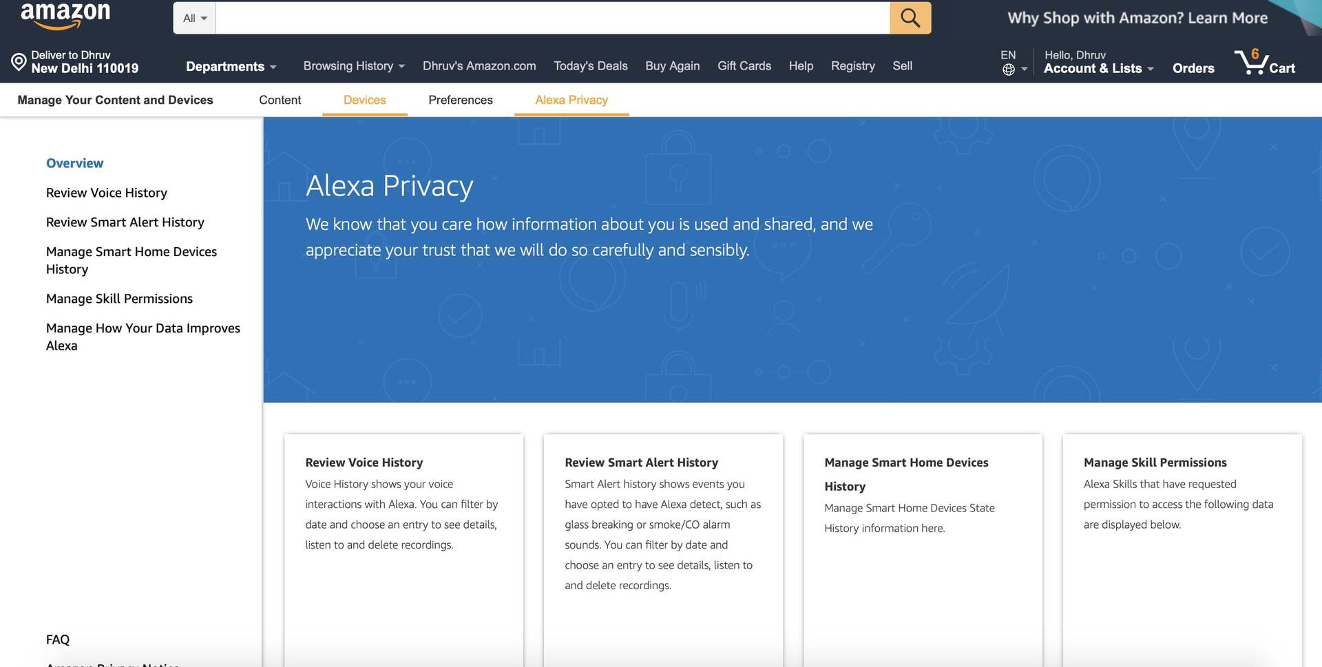 Amazon Website - Alexa Privacy