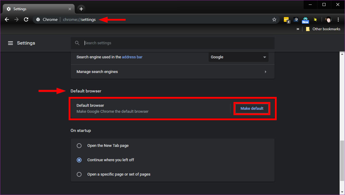 Google Chrome Make Default