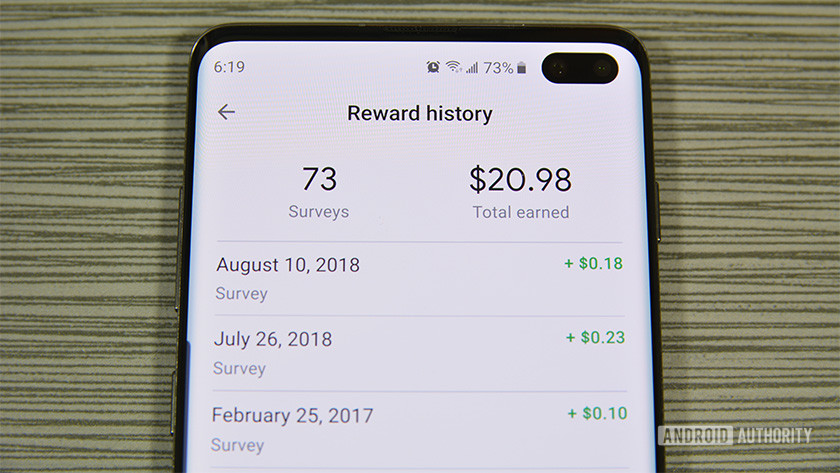 A photo of Google Opinion Rewards on the rewards page