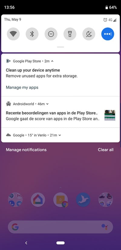 A screenshot showing a recent update to the Google Play Store which is a notification of your installed but unused apps.