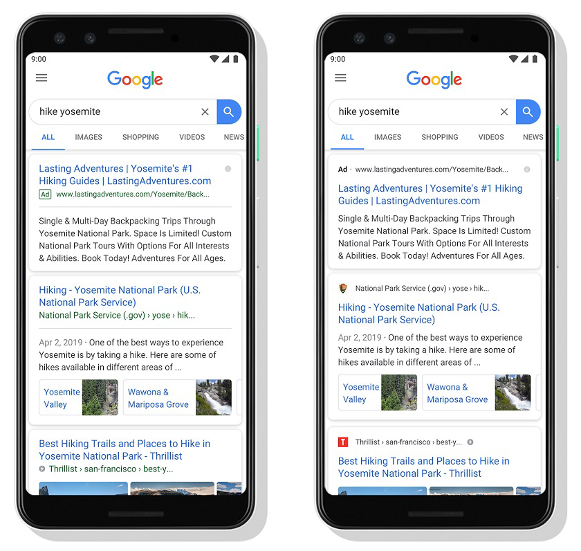 An example of how the new Google Search redesign will look.