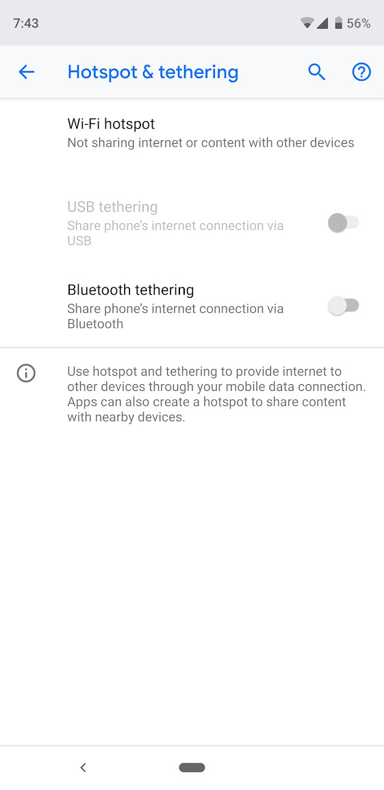 Mobile hotspot settings on Android.