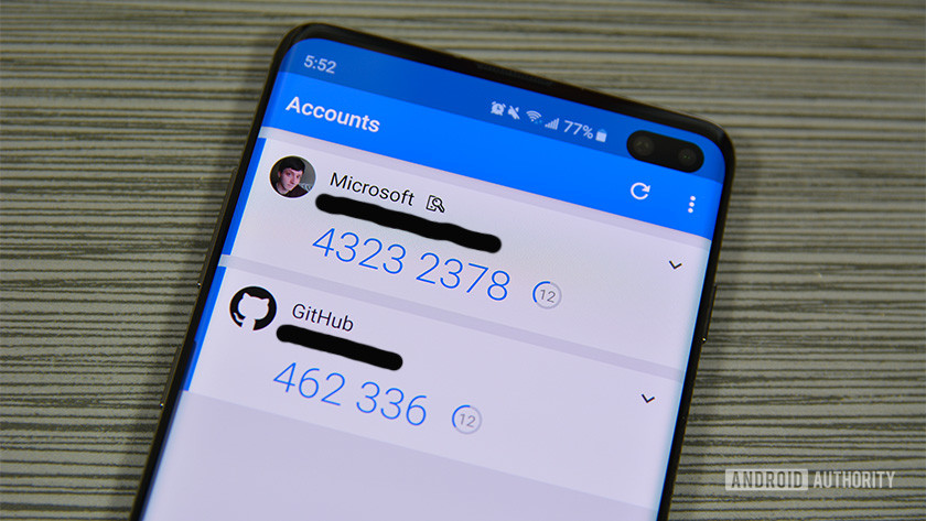 A photograph of Microsoft Authenticator generating codes