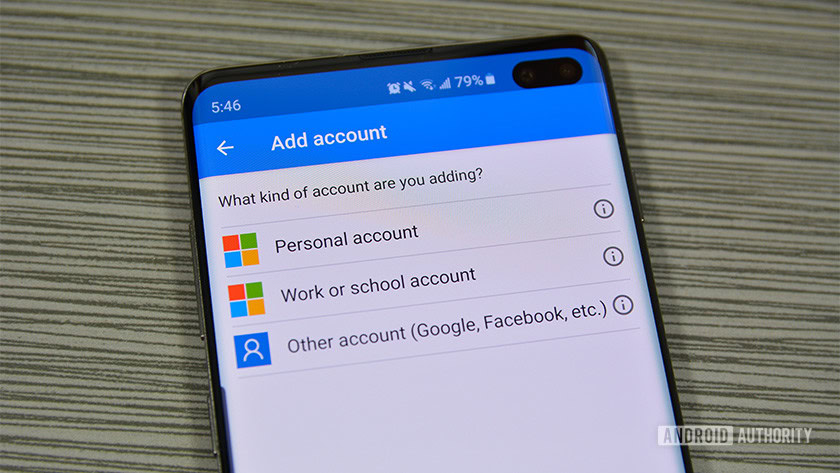 Afbeelding van het dialoogvenster Microsoft Authenticator-account toevoegen