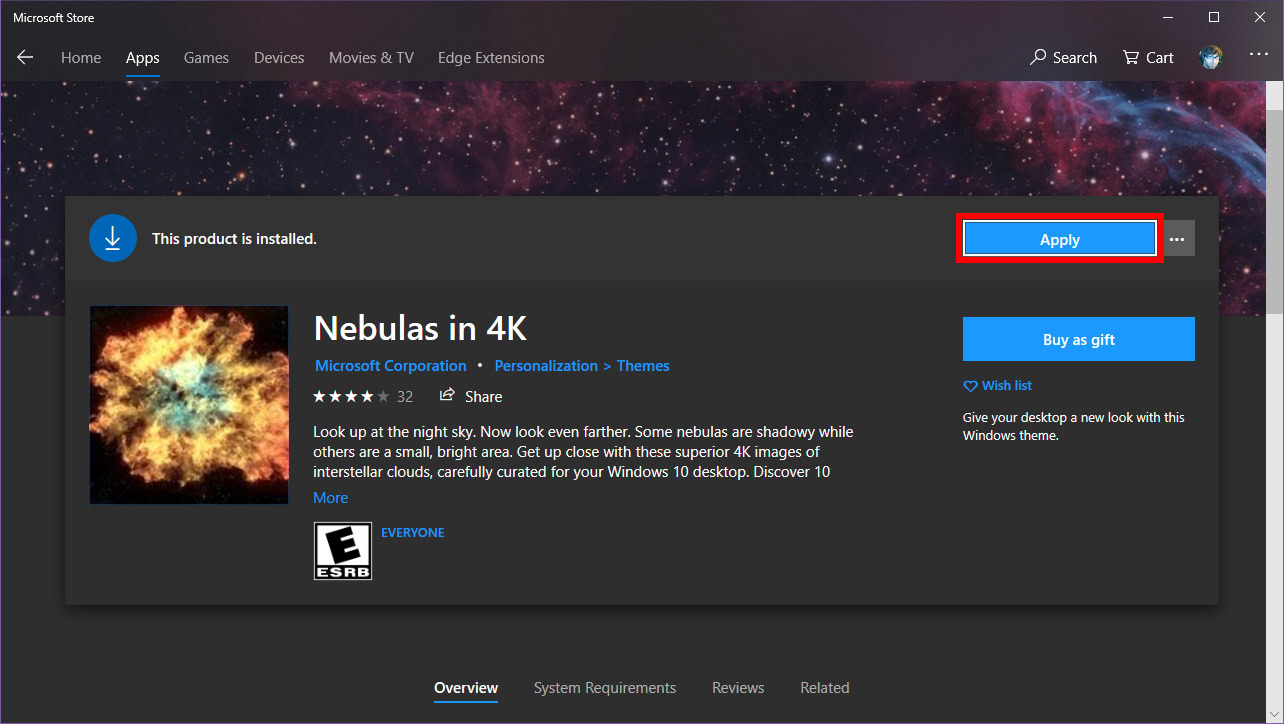 Microsoft Store Apply Windows Theme
