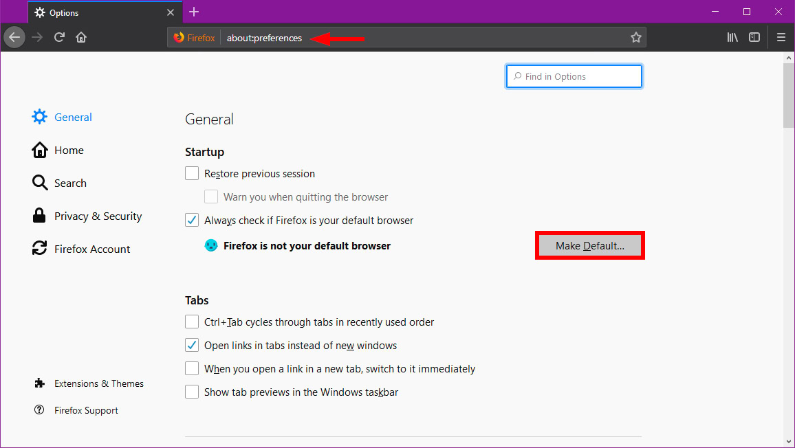 Mozilla Firefox Make Default