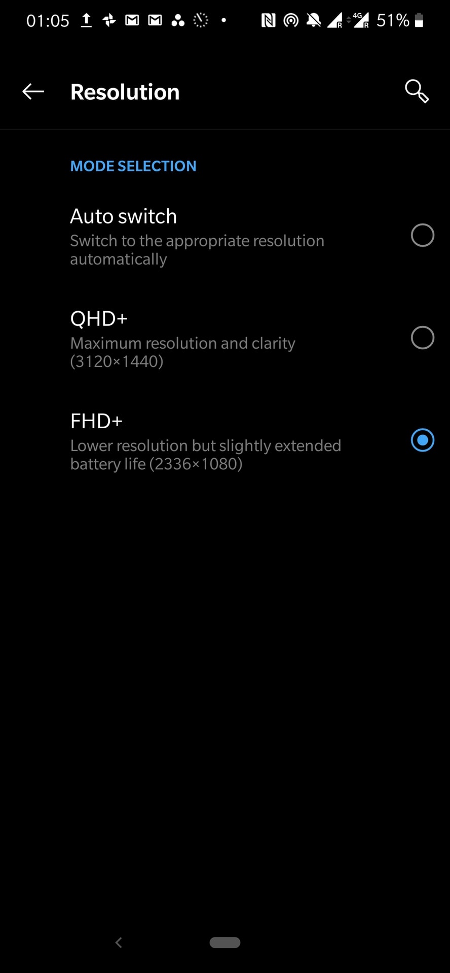 OnePlus 7 Pro Adaptive Screen Resolution