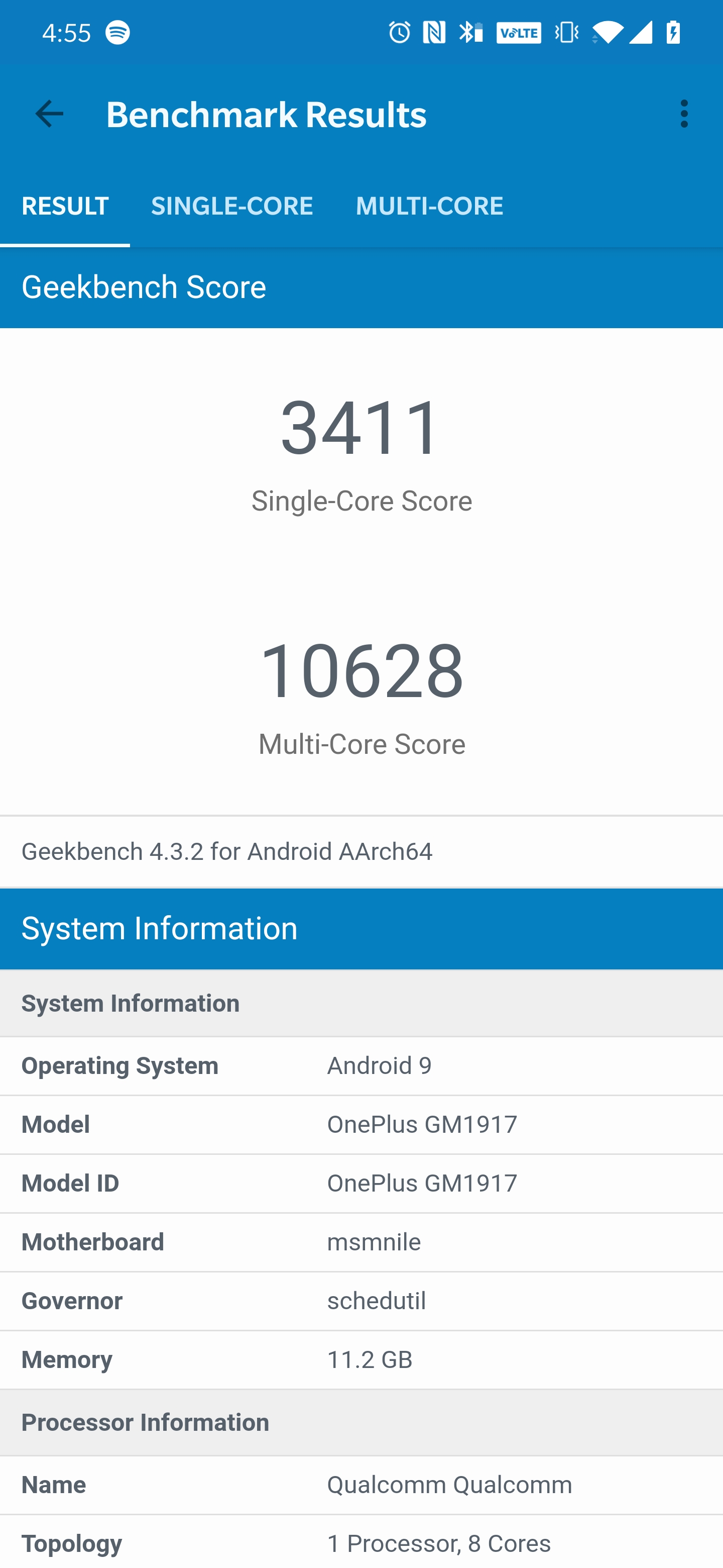 OnePlus 7 Pro Geekbench score