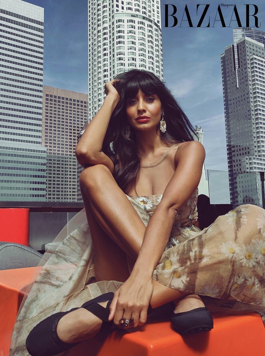 A shot of British actress Jameela Jamil as seen in Harper's Bazaar. The photos were shot on a OnePlus 7 Pro.