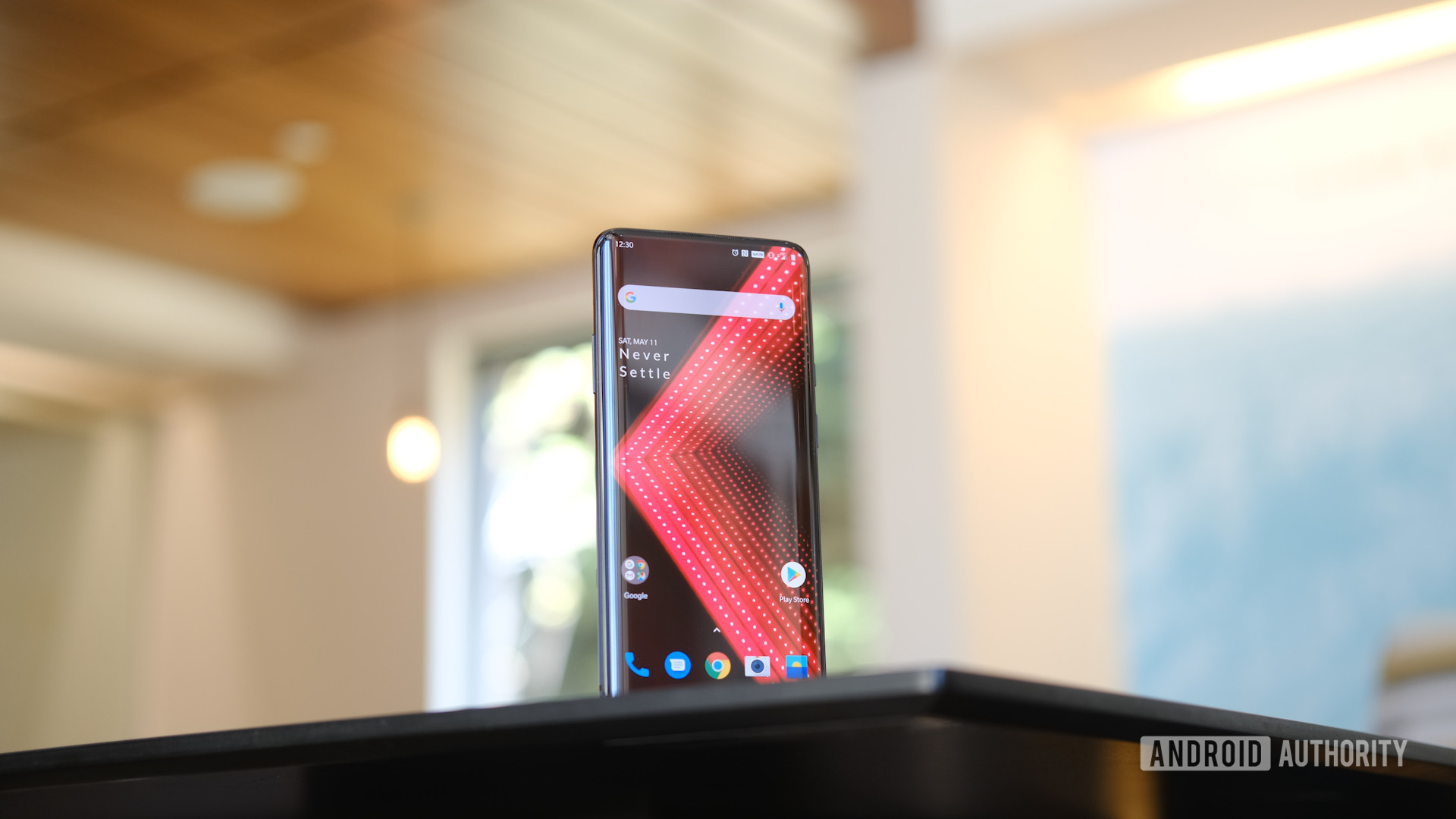 OnePlus 7 Pro screen upright on table