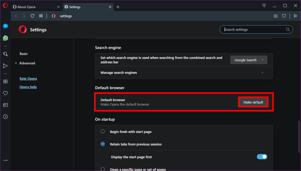 Opera Make Default Browser