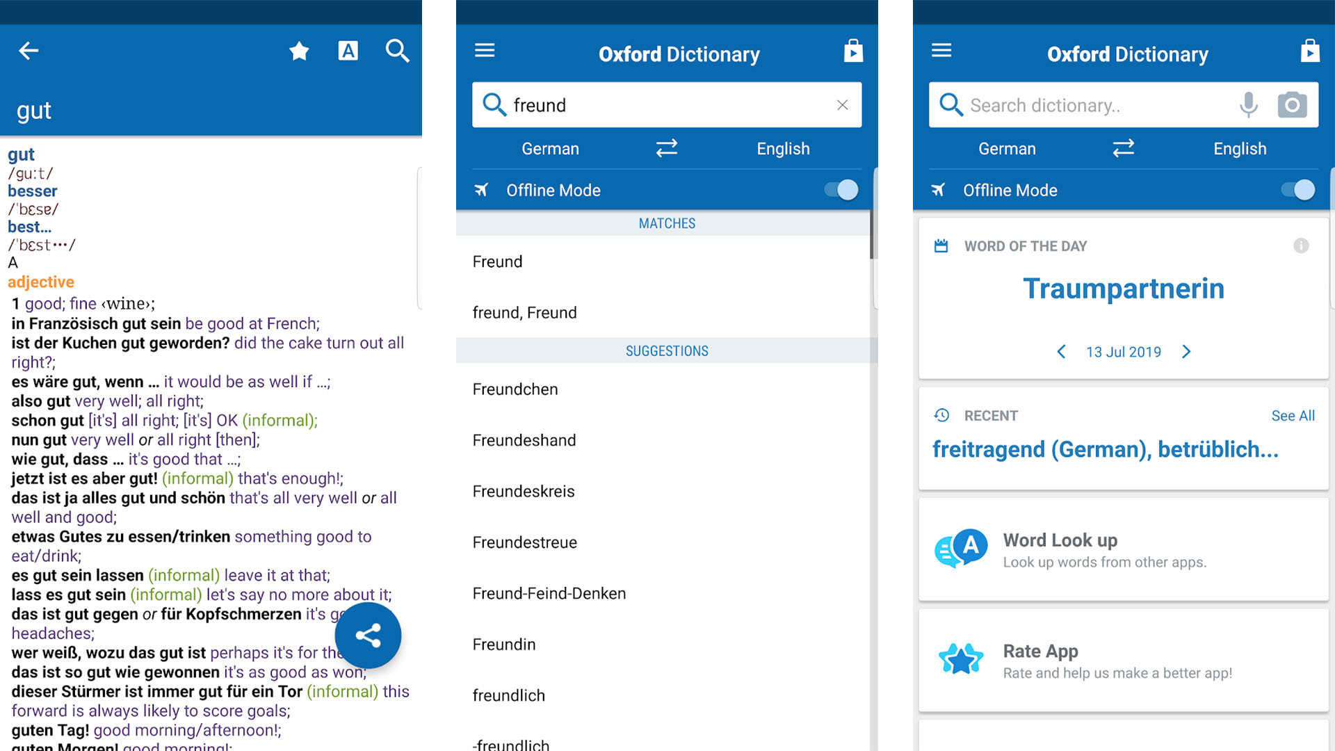 Oxford German Dictionary screenshot 2020