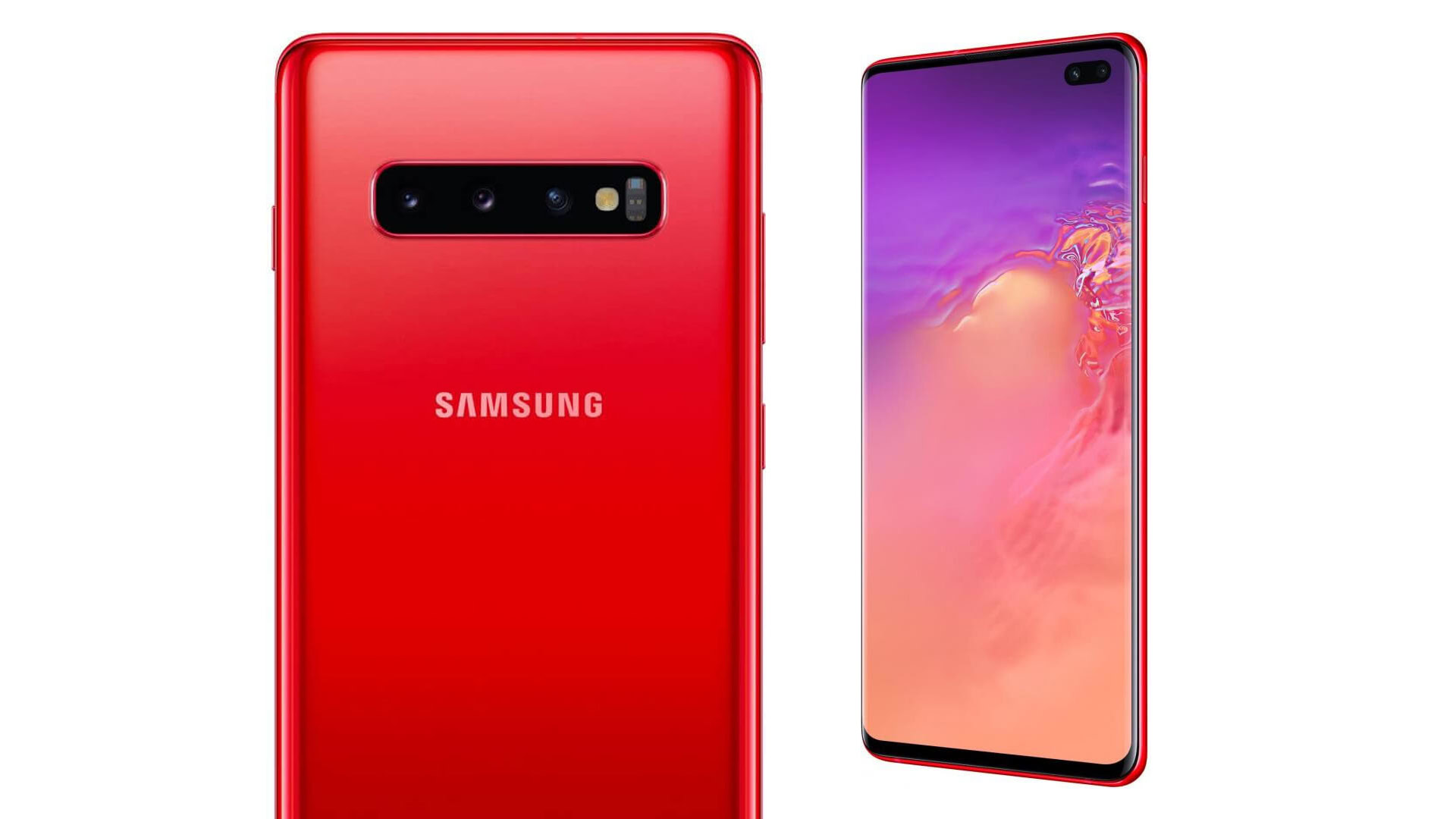 A leaked render of the Samsung Galaxy S10 Plus in a new color known as Cardinal Red.