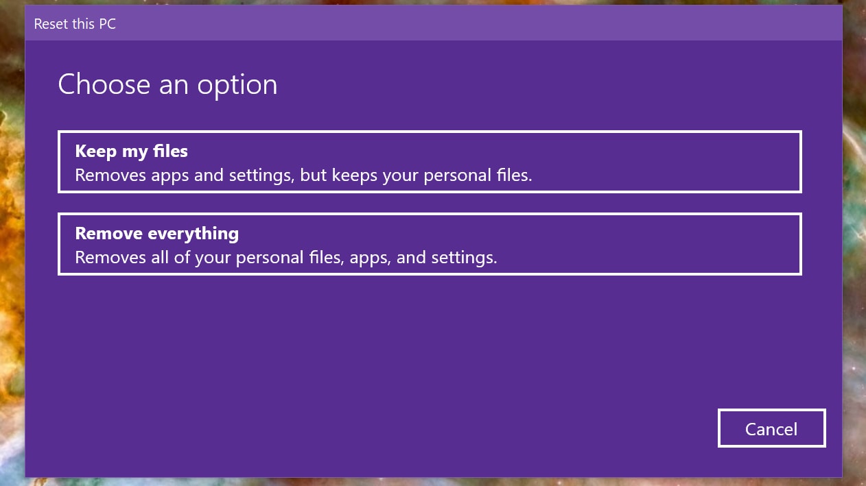 Windows 10 Choose Option