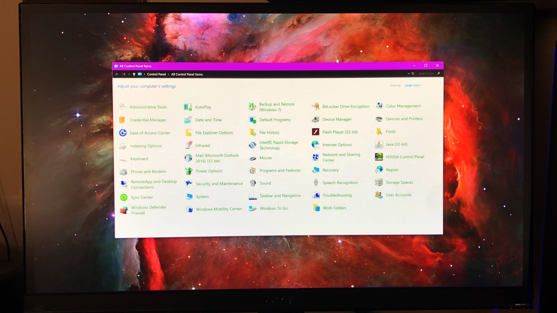 Windows 10 Control Panel Feature