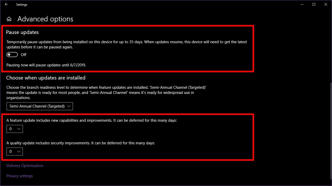 Windows 10 Defer Updates