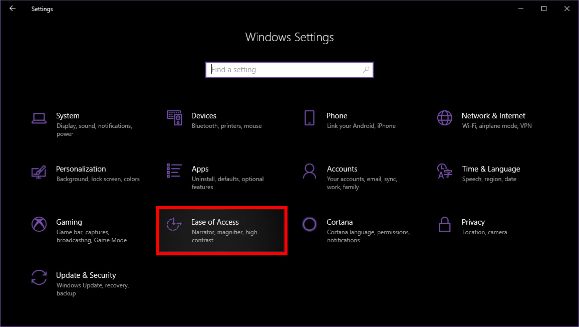 Windows 10 Ease of Access