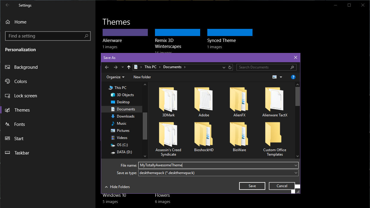 Windows 10 Name Custom Theme File