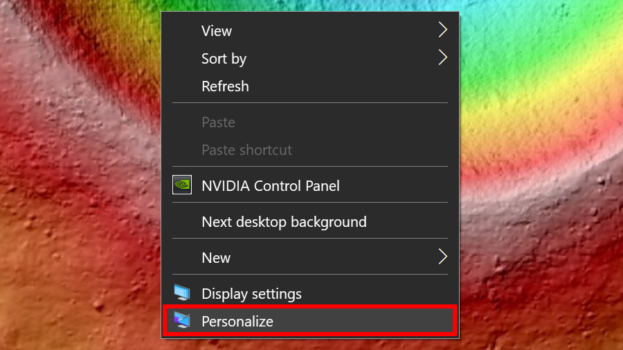Windows 10 right-click personalize