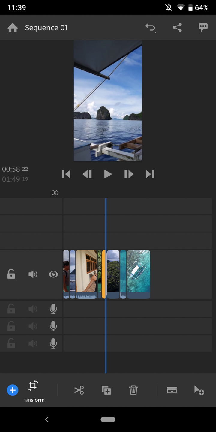 Adobe Premiere Rush Screenshot Editing Tools