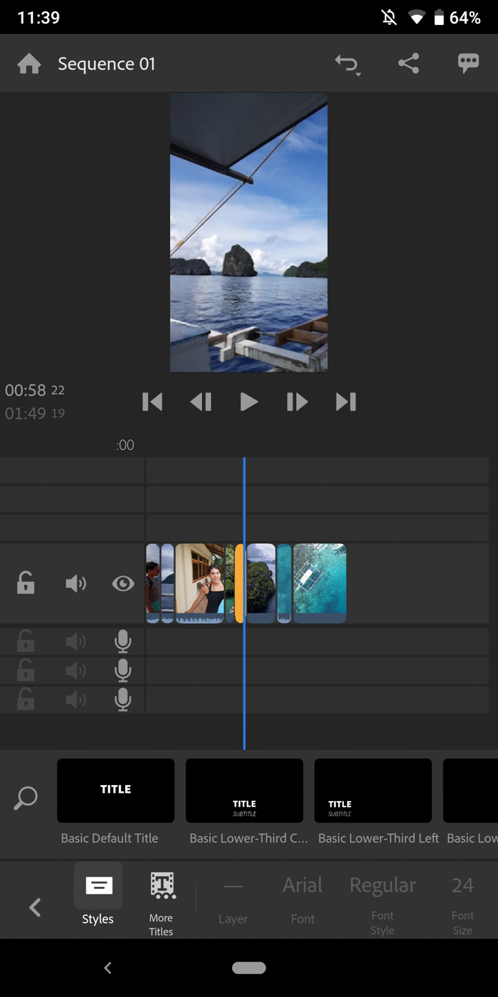Adobe Premiere Rush Screenshot Titles