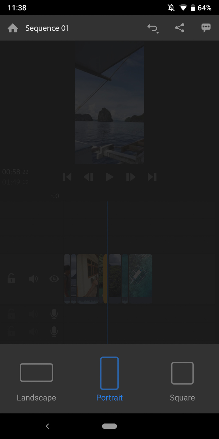 Adobe Premiere Rush Screenshot Video Orientation