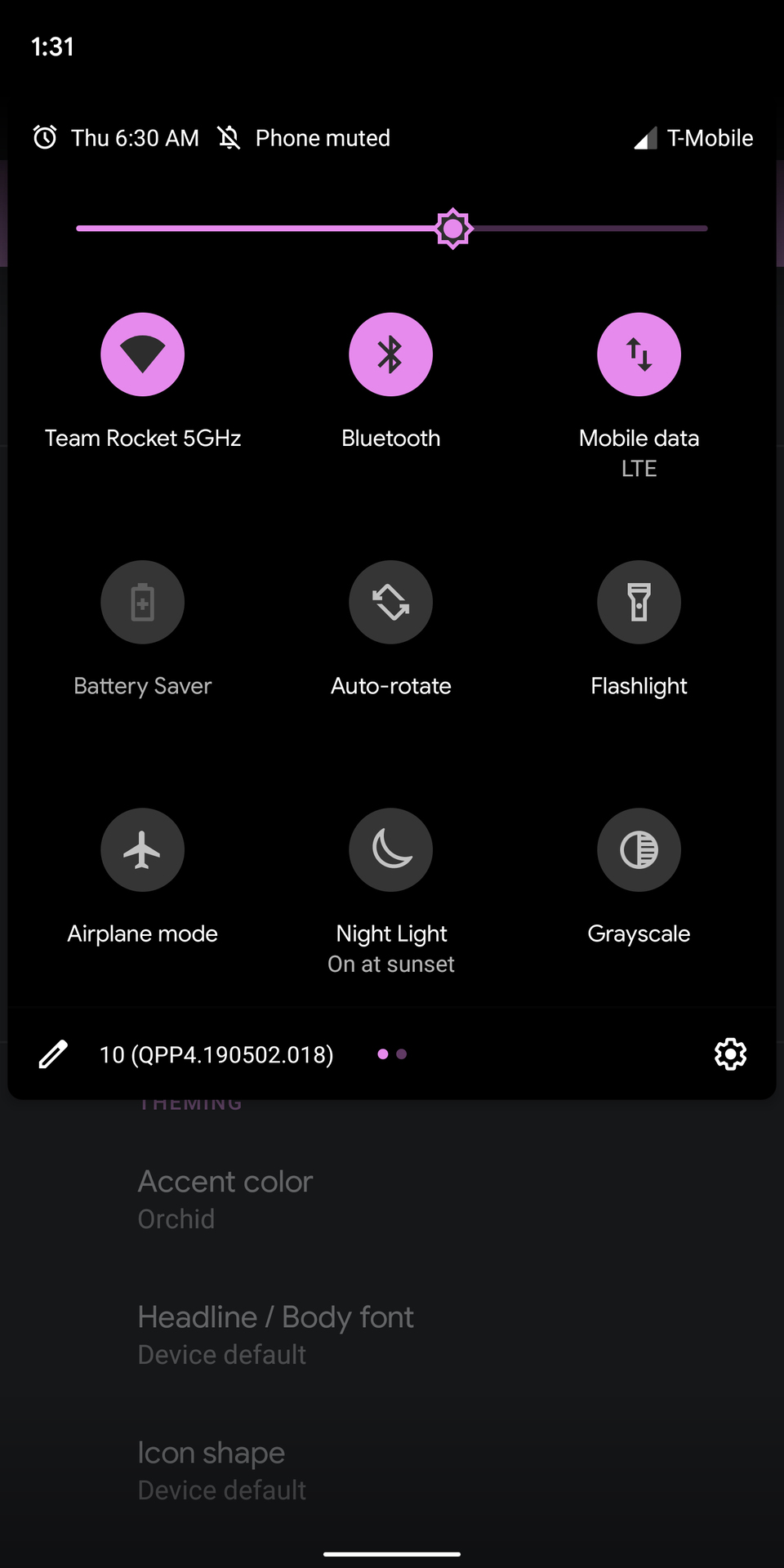 Android Q Beta 4 Orchid Accent Color