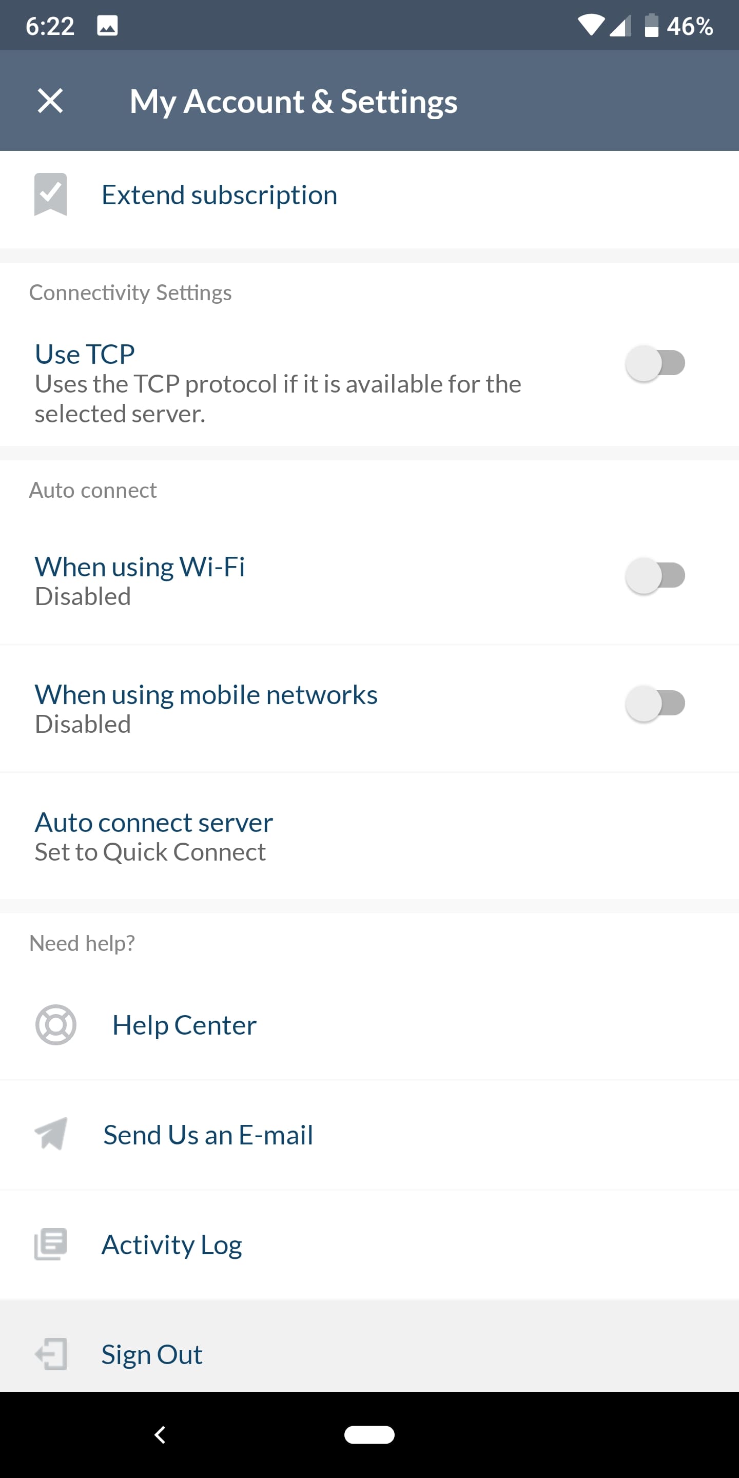 bullguard vpn android app settings page