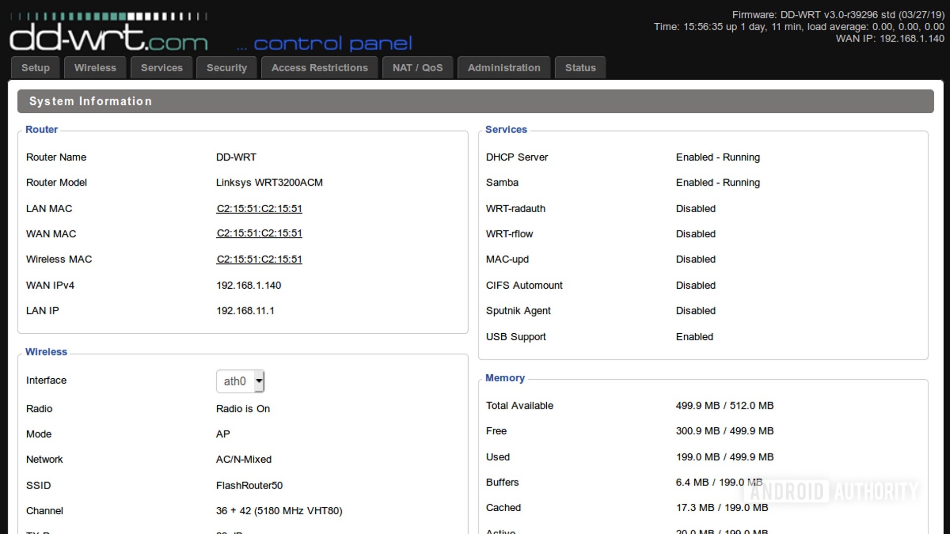 DDWRT wrt screenshot from flashrouter