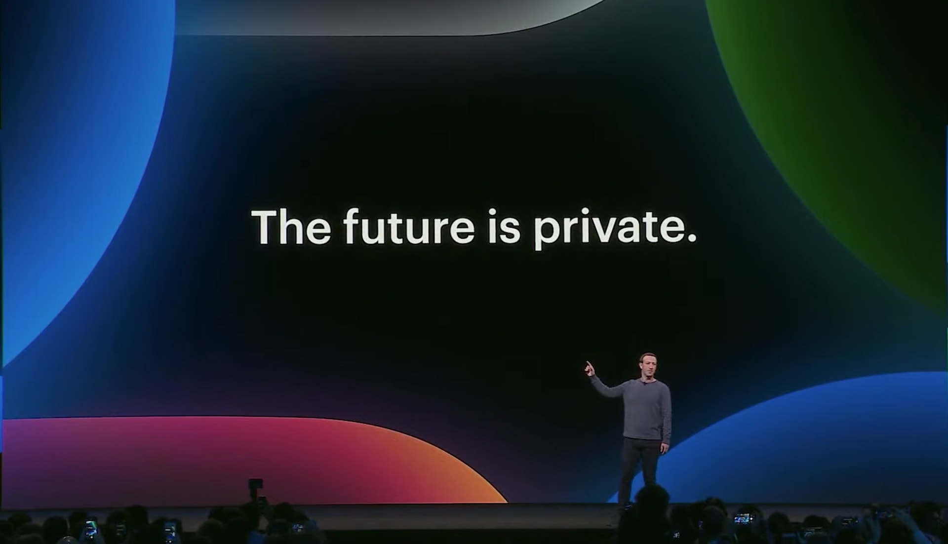 Facebook CEO Mark Zuckerberg on stage at the F8 conference.