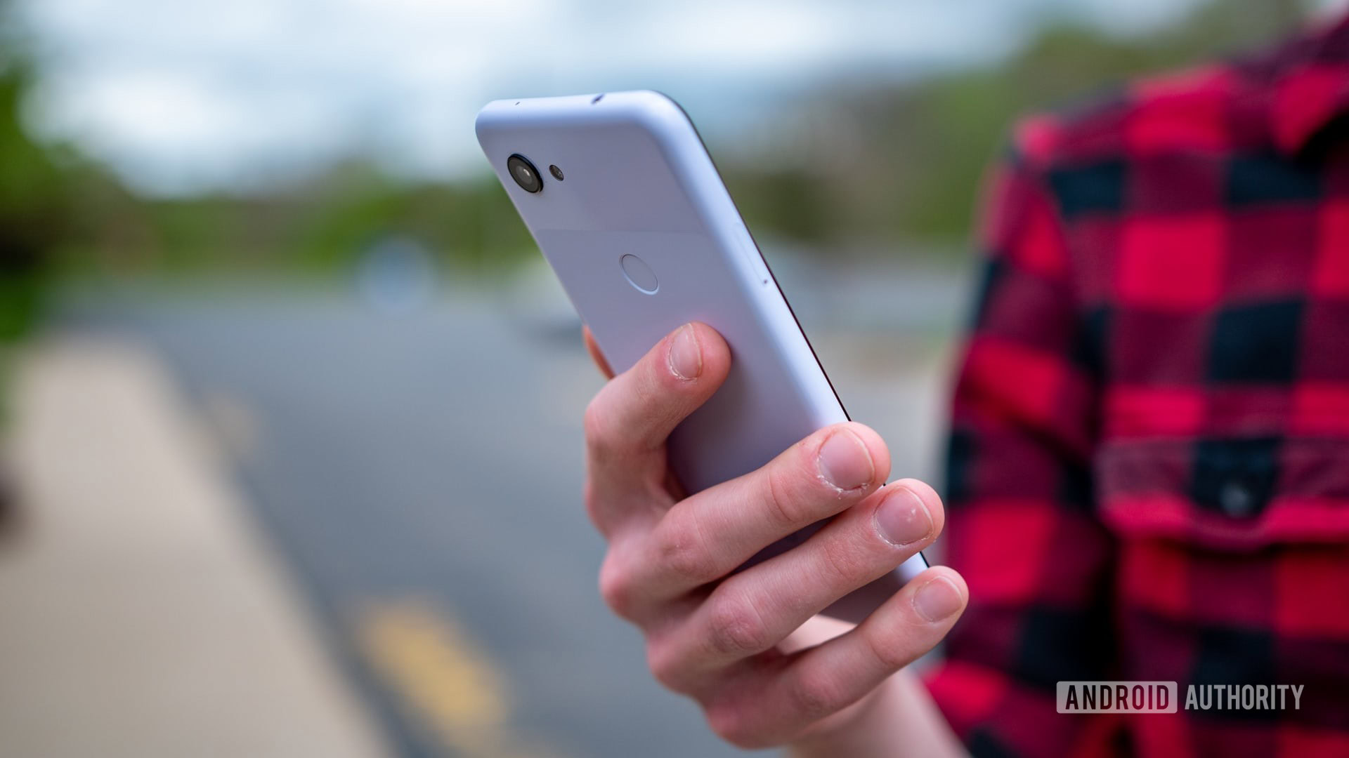 Google Pixel 3a Purple-ish Holding Phone