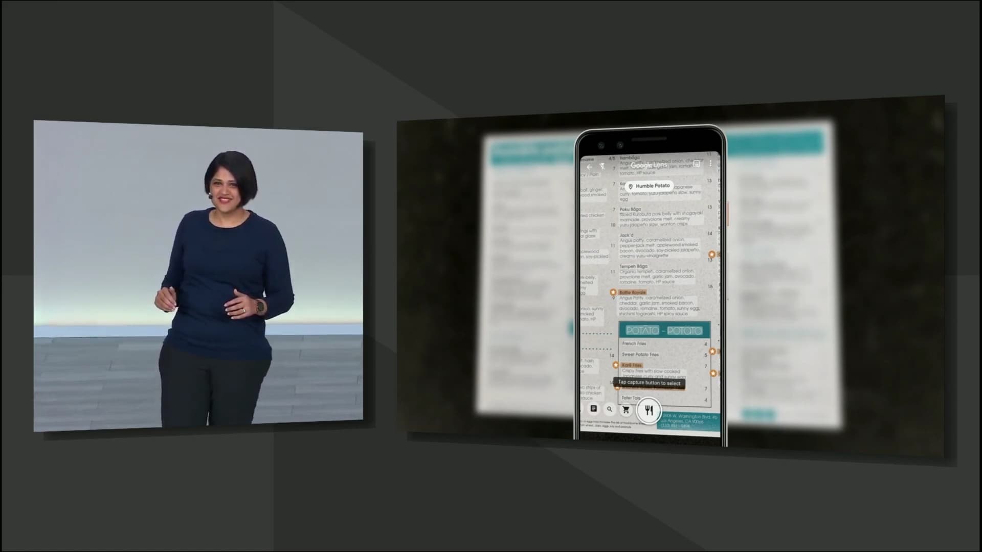 Google IO 2019 Aparna Chennapragada stage lens demo