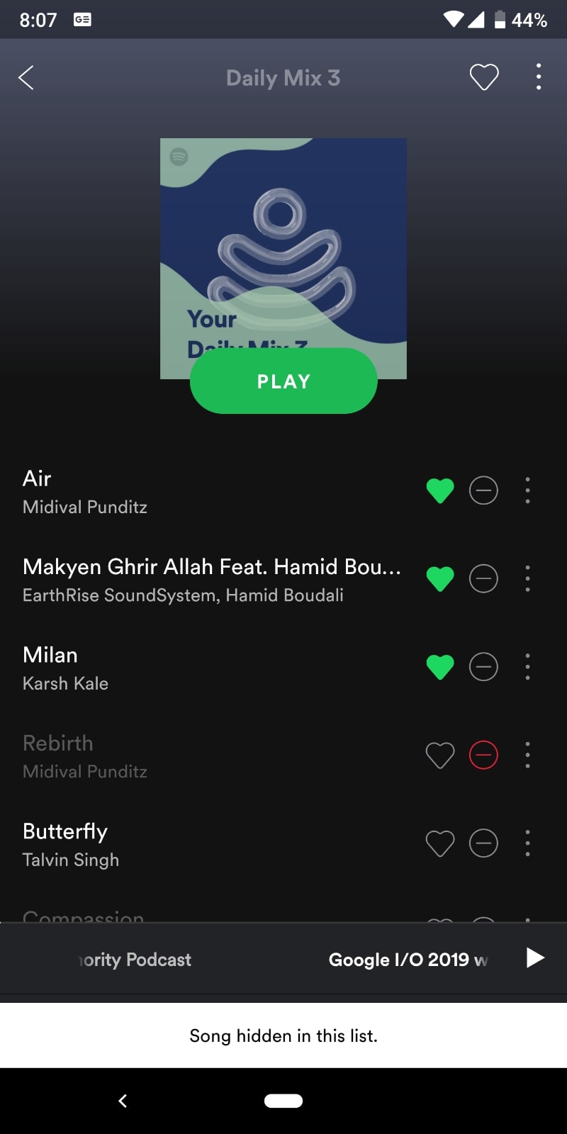 spotify india how to hide a song from playlist