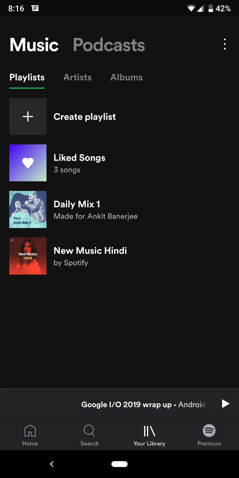spotify india playlists in your library