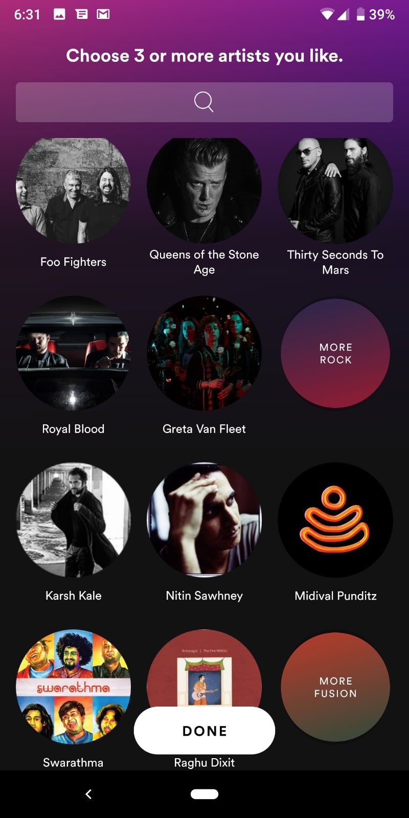 spotify india select artists based on genre