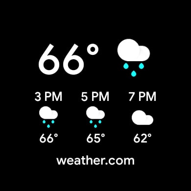 screenshot of weather wear os tiles screen